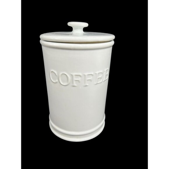 Vintage Fitz & Floyd Coffee Canister Everyday White Porcelain W/ Air Tight Lid - Picture 1 of 7